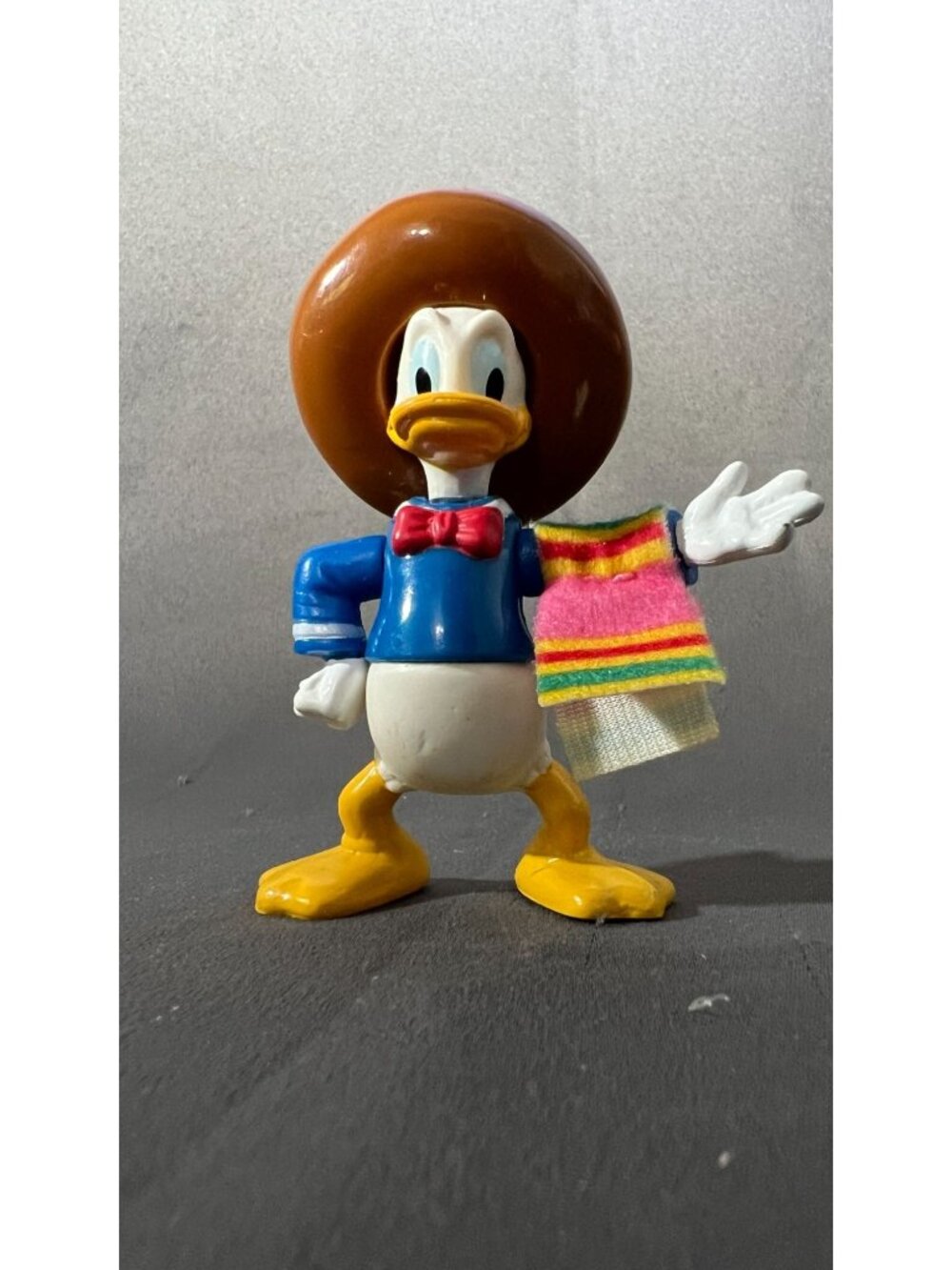 Donald Duck Figurine Wearing Sombrero & Serape Colorful Vintage